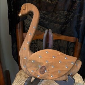 Vintage Handcrafted Wooden Swan Wall Decor
